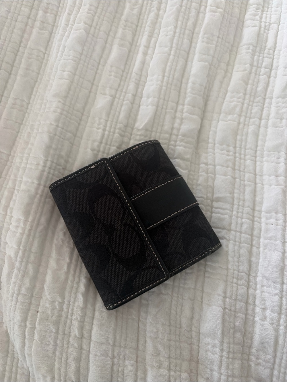 Coach Black Signature Canvas Trifold Wallet